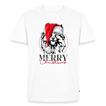 Père Noël Wolfsspitz Joyeux Noël Chiens Wilsigns - T-shirt Premium bio Homme - blanc - Devant - Nico (187cm)