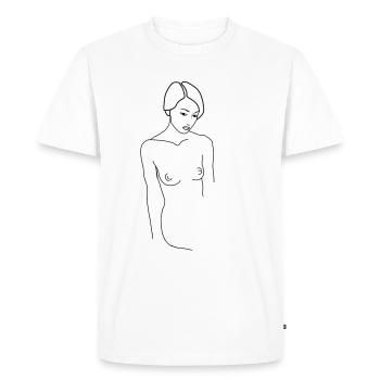 Minimalistische Lineartzeichnung. - Männer Premium Bio T-Shirt - Weiß - Vorne - Nico (187cm)