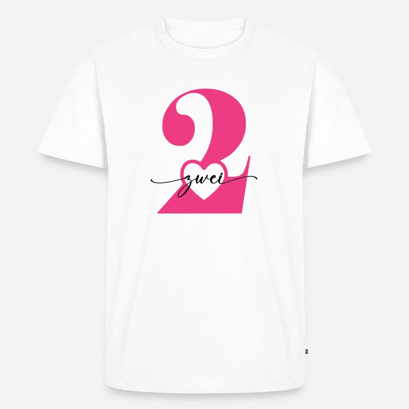 Ziffer Zwei 2 mit Herz - Männer Premium Bio T-Shirt - Weiß