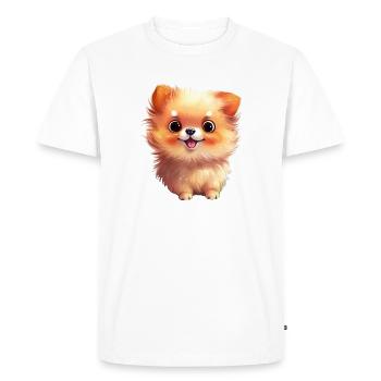 Miniature Spitz Watercolor Drawing - Men's Premium Organic T-Shirt - white - Front - Nico (187cm)
