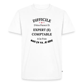 Difficile d'être parent et expert comptable - T-shirt Premium bio Homme - blanc - Devant - Nico (187cm)
