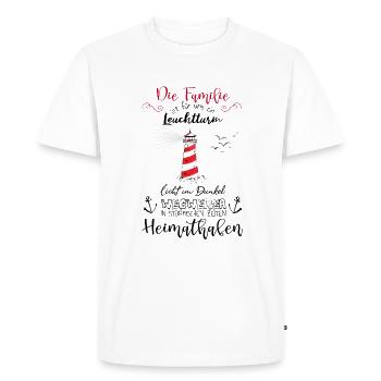 Spruch Die Familie ist wie ein Leuchtturm - Männer Premium Bio T-Shirt - Weiß - Vorne - Nico (187cm)