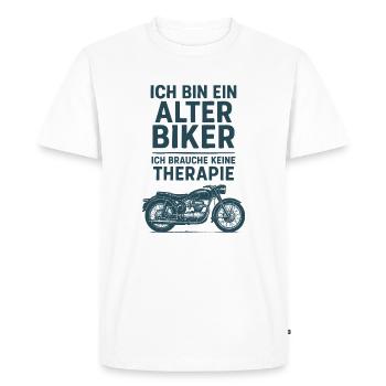 Alter Biker braucht keine Therapie | Motorrad - Männer Premium Bio T-Shirt - Weiß - Vorne - Nico (187cm)
