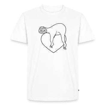 heart love sloth relax muede chillen haeng - Men's Premium Organic T-Shirt - white - Front - Nico (187cm)