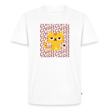Caffeine Coffee Cat Morning Muffle Saying Cup - Men's Premium Organic T-Shirt - white - Front - Nico (187cm)