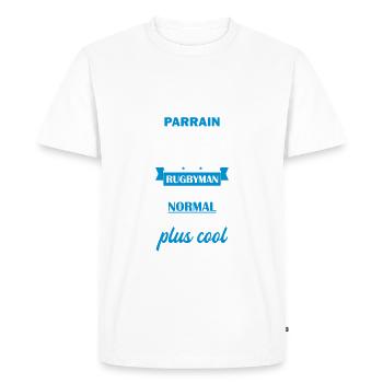 parrain rugbyman cool, cadeau rugby - T-shirt Premium bio Homme - blanc - Devant - Nico (187cm)