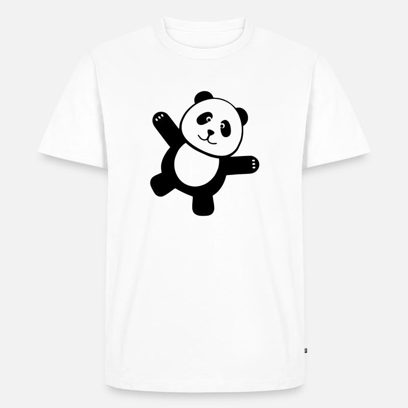 CHEERING PANDA - DRAWING - Männer Premium Bio T-Shirt - Weiß