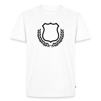 shield - Men's Premium Organic T-Shirt - white - Front - Nico (187cm)