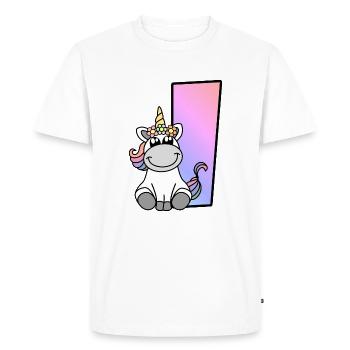 Lettre de licorne I - T-shirt Premium bio Homme - blanc - Devant - Nico (187cm)