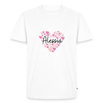 J’adore Alessia - cœurs pour Alessia - T-shirt Premium bio Homme - blanc - Devant - Nico (187cm)