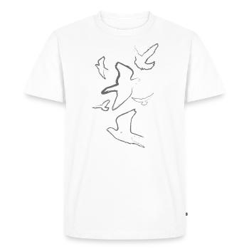 pigeons,oiseaux,dessin,dessin au fusain,gris,sourd - T-shirt Premium bio Homme - blanc - Devant - Nico (187cm)