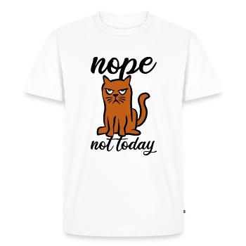 Nope Not Today - Cat - Bad Mood - Men's Premium Organic T-Shirt - white - Front - Nico (187cm)