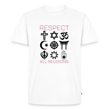 Respecter toutes les religions - T-shirt Premium bio Homme - blanc - Devant - Nico (187cm)