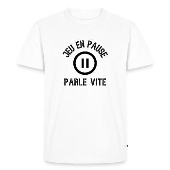 jeu en pause - T-shirt Premium bio Homme - blanc - Devant - Nico (187cm)