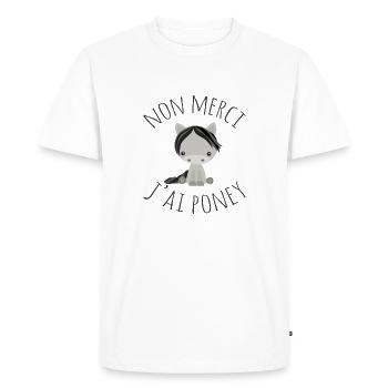 Non merci j'ai poney - T-shirt Premium bio Homme - blanc - Devant - Nico (187cm)