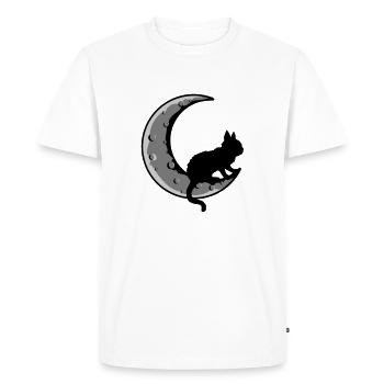 Faucille Lune Chat Noir - T-shirt Premium bio Homme - blanc - Devant - Nico (187cm)