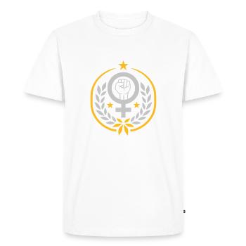 Couronne de laurier symbole des droits des femmes Faust - T-shirt Premium bio Homme - blanc - Devant - Nico (187cm)