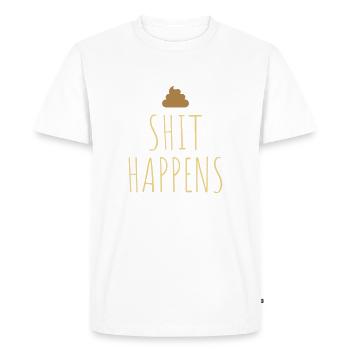 Shit happens feces pile - Men's Premium Organic T-Shirt - white - Front - Nico (187cm)