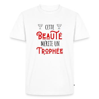 cette beauté mérite un trophée - T-shirt Premium bio Homme - blanc - Devant - Nico (187cm)