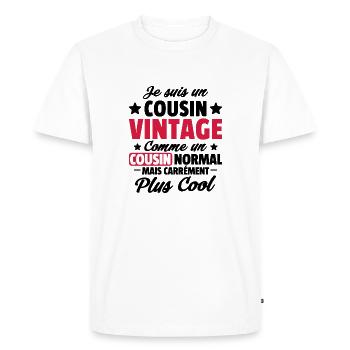 cousin vintage / cadeau humour cousin - T-shirt Premium bio Homme - blanc - Devant - Nico (187cm)