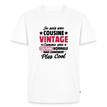 cousine vintage / cadeau humour cousine - T-shirt Premium bio Homme - blanc - Devant - Nico (187cm)