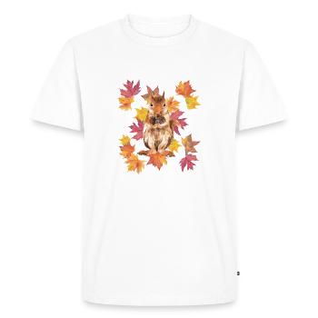 Écureuil aux feuilles d’automne - T-shirt Premium bio Homme - blanc - Devant - Nico (187cm)
