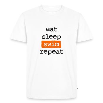 manger, dormir, nager, répéter - Essen, Schlafen, nageurs - T-shirt Premium bio Homme - blanc - Devant - Nico (187cm)