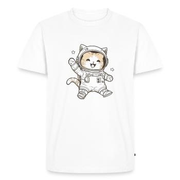 Kawaii mignon Happy Astronaut Cat - T-shirt Premium bio Homme - blanc - Devant - Nico (187cm)