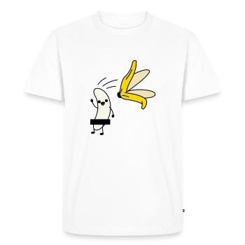 Banana Peel T Shirt - Men's Premium Organic T-Shirt - white - Front - Nico (187cm)