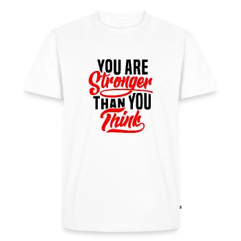 Plus fort que vous ne le pensez - T-shirt Premium bio Homme - blanc - Devant - Nico (187cm)