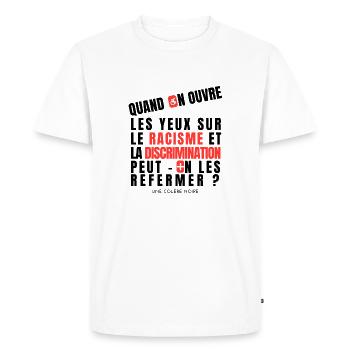 Faite l'amour pas la guerre, peace and love - T-shirt Premium bio Homme - blanc - Devant - Nico (187cm)