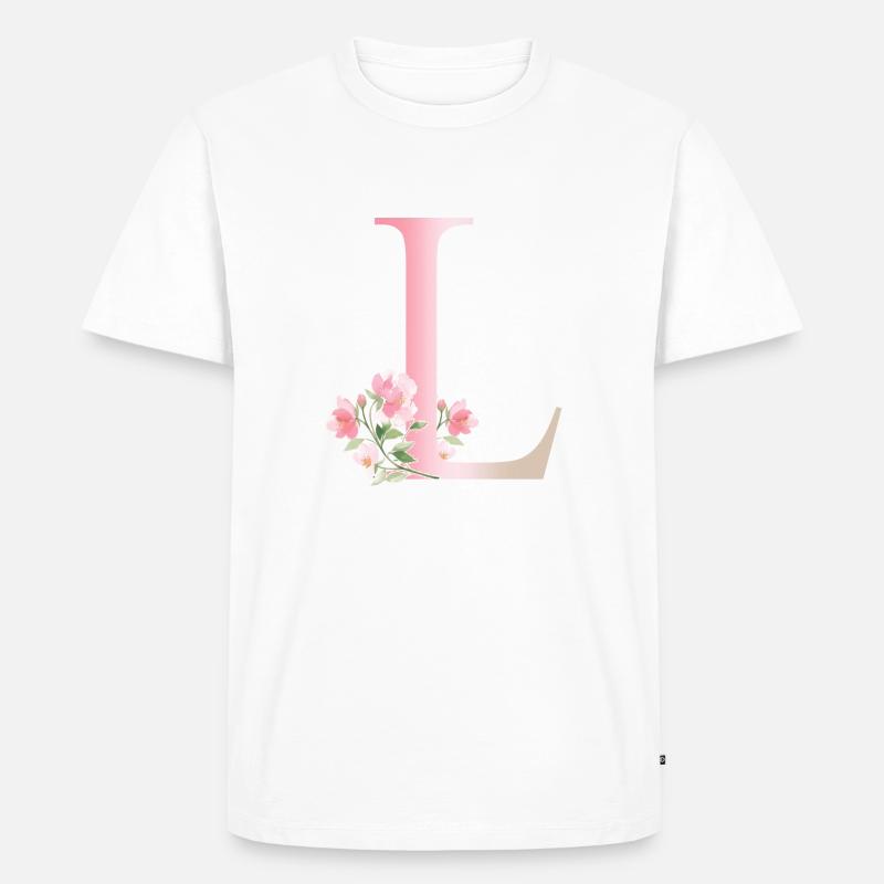 Buchstabe L mit Blumen - Männer Premium Bio T-Shirt - Weiß