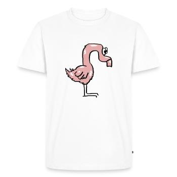 Flamant rose méga sec et drôle - T-shirt Premium bio Homme - blanc - Devant - Nico (187cm)