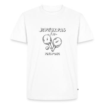J peux j ai ping pong - T-shirt Premium bio Homme - blanc - Devant - Nico (187cm)