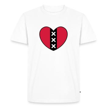 Coeur avec le symbole de la ville d'Amsterdam - T-shirt Premium bio Homme - blanc - Devant - Nico (187cm)
