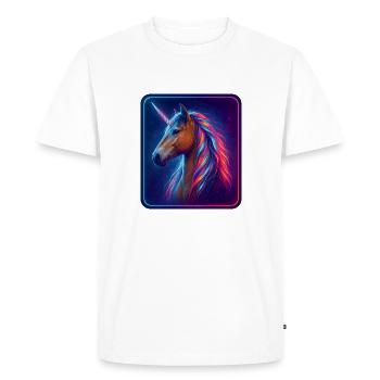 Licorne Noriker au design de style néon - T-shirt Premium bio Homme - blanc - Devant - Nico (187cm)