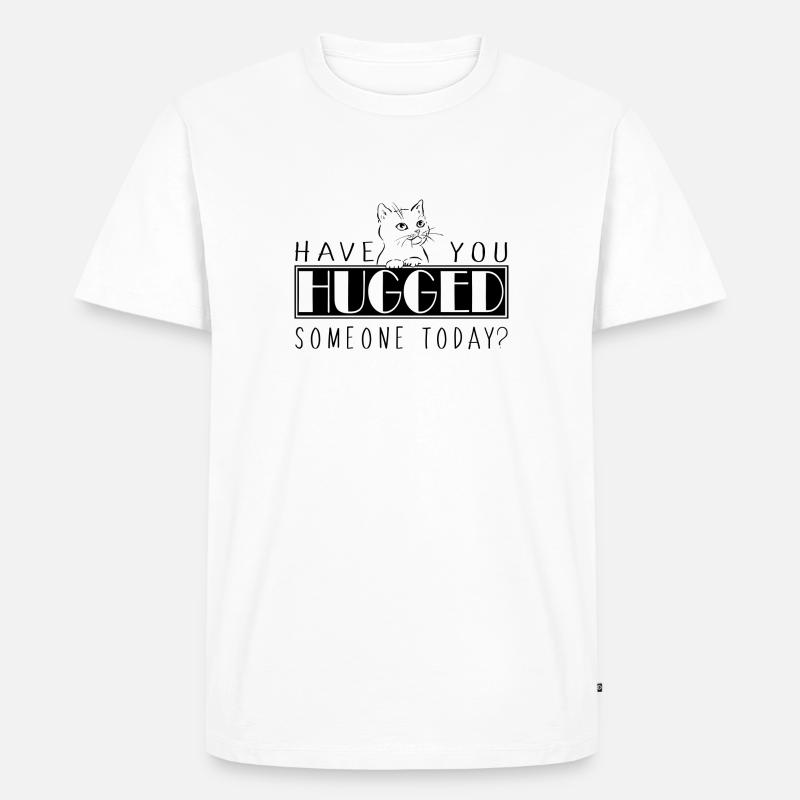 Hugging Hug | Cat - Männer Premium Bio T-Shirt - Weiß