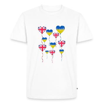Solidarité et cœur de la Grande-Bretagne pour l’Ukraine - T-shirt Premium bio Homme - blanc - Devant - Nico (187cm)