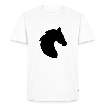 Cheval, tête, tête de cheval, équitation, silhouette, crinière - T-shirt Premium bio Homme - blanc - Devant - Nico (187cm)