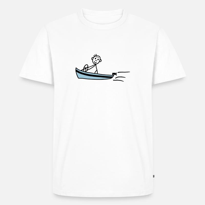 Männchen fährt Motorboot - V2 - Männer Premium Bio T-Shirt - Weiß