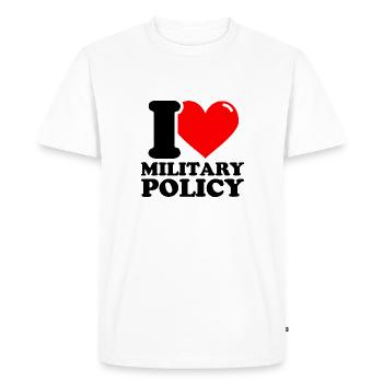 J’aime la politique militaire - T-shirt Premium bio Homme - blanc - Devant - Nico (187cm)