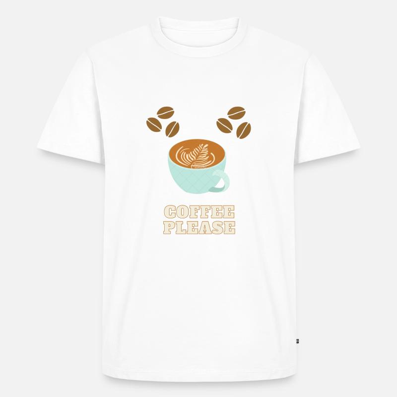Coffee Please - Männer Premium Bio T-Shirt - Weiß