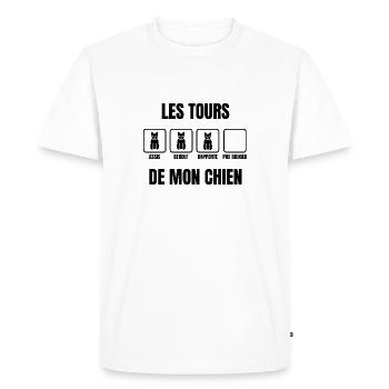 les tours de mon chien - T-shirt Premium bio Homme - blanc - Devant - Nico (187cm)