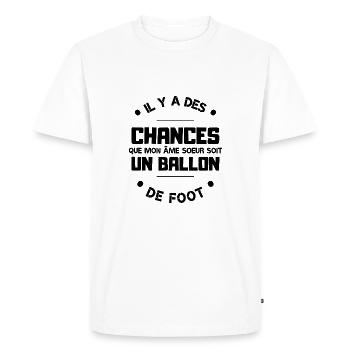 Football - mon âme soeur est un ballon de foot - T-shirt Premium bio Homme - blanc - Devant - Nico (187cm)