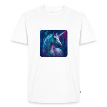 Licorne Holstein dans le style néon et les vibrations cybernétiques - T-shirt Premium bio Homme - blanc - Devant - Nico (187cm)
