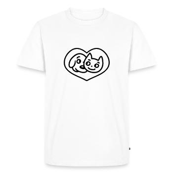 Amour de chien de chat - ligne - T-shirt Premium bio Homme - blanc - Devant - Nico (187cm)