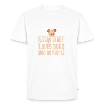 Porter noir - chiens d'amour - éviter que les gens - T-shirt Premium bio Homme - blanc - Devant - Nico (187cm)