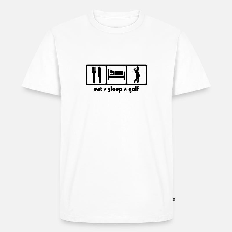 Eat Sleep Golf - Männer Premium Bio T-Shirt - Weiß