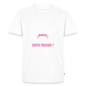 Auxiliaire super pouvoir femme - T-shirt Premium bio Homme - blanc - Devant - Nico (187cm)