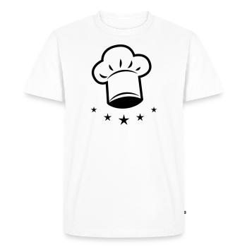10 Casquette 5 étoiles cuisinier - T-shirt Premium bio Homme - blanc - Devant - Nico (187cm)